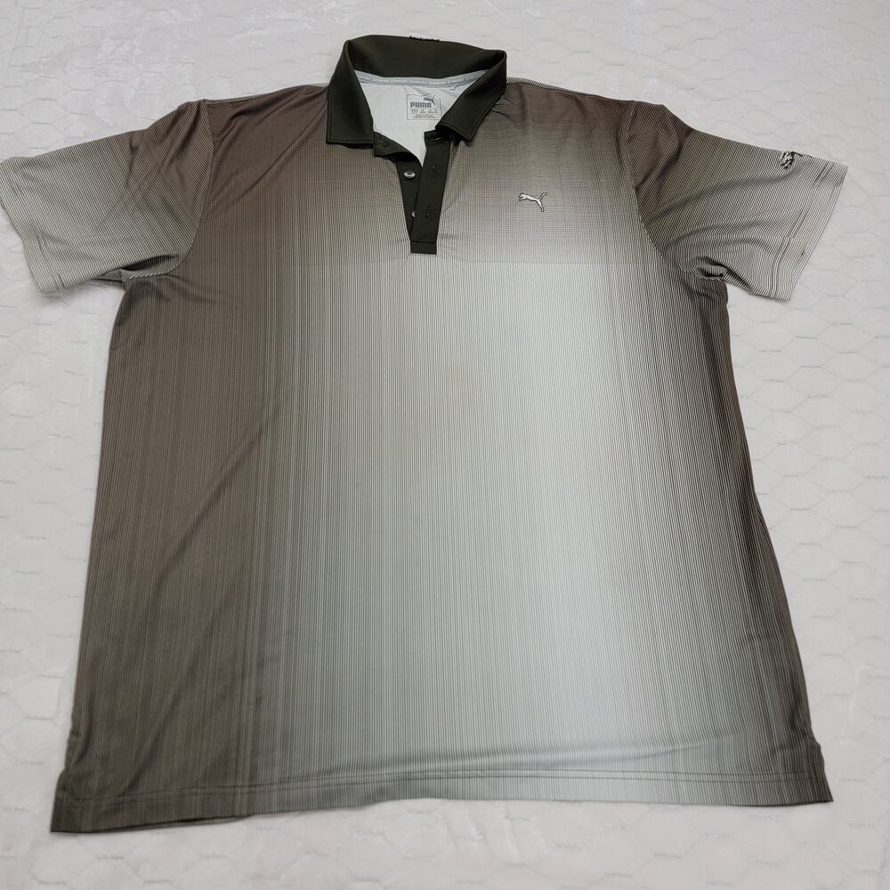 Puma Golf Polo Shirt Mens XL Torrey Pines dryCELL Ombre Stripe Green White Sport